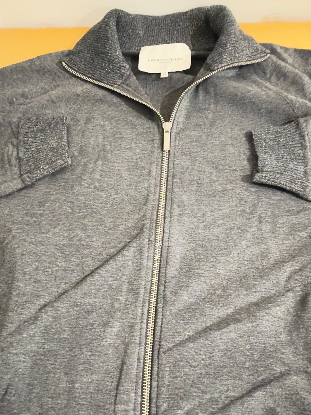 Lafayette 148 New York Men's Heather Gray Zip-Front Knit Jacket